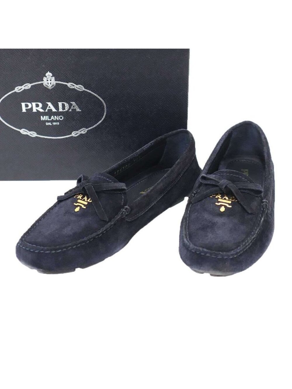 Prada Suede Leather Driving Shoes Navy